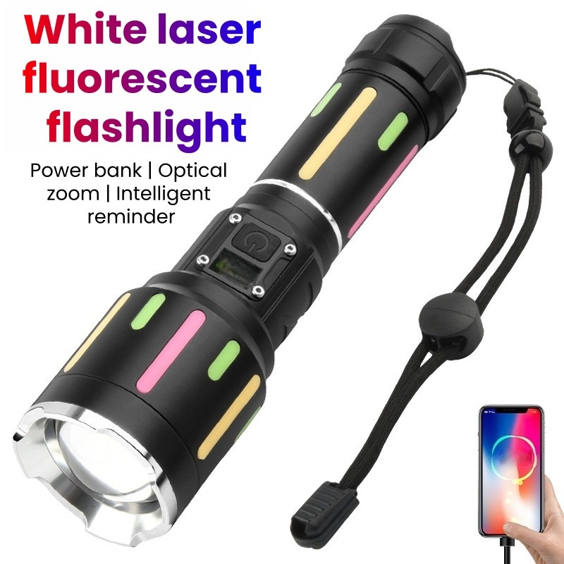 Outdoor Power For Camping - ไฟฉายเรืองแสงแสงสีขาวกำลังสูงแบบชาร์จไฟได้ซูมได้ระยะไกลไฟฉายสำหรับเดินป่ากลางแจ้งแคมป์ปิ้งไฟฉุกเฉิน