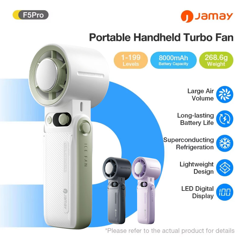 Outdoor Power Fan - พัดลมมือถือแบบพกพา ลมแรง 199 ระดับความเร็วลม จอแสดงผล LED