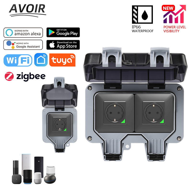 Outdoor Zigbee Power Plug - Avoir Tuya Zigbee เต้าเสียบ IP66กลางแจ้งกันน้ำ Wifi