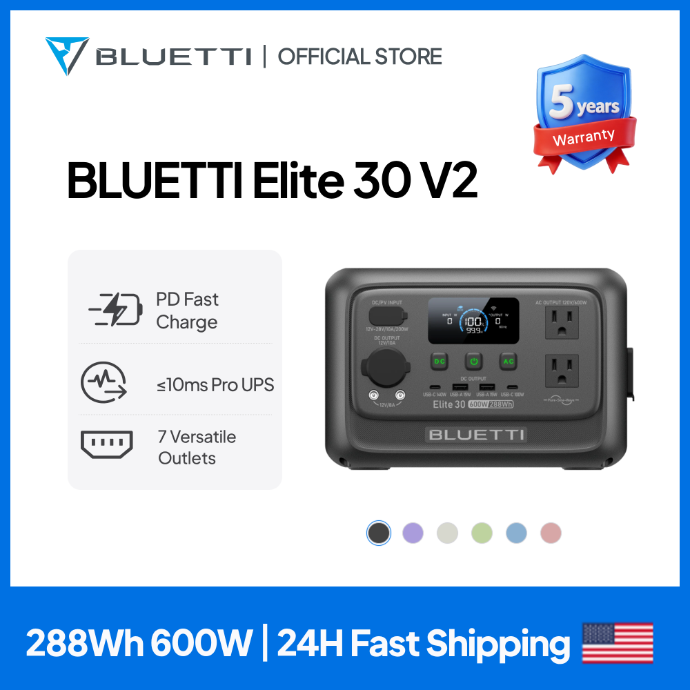 Outdoor Power Source - 【รุ่นใหม่】BLUETTI Elite 30 V2 สถานีไฟฟ้าพกพา 288Wh
