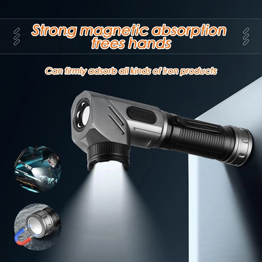 Outdoor Power For Camping - ไฟฉาย LED ขนาดเล็กทรงพลัง 90 ° โคมไฟทำงานแบบหมุนได้พร้อมพอร์ต
