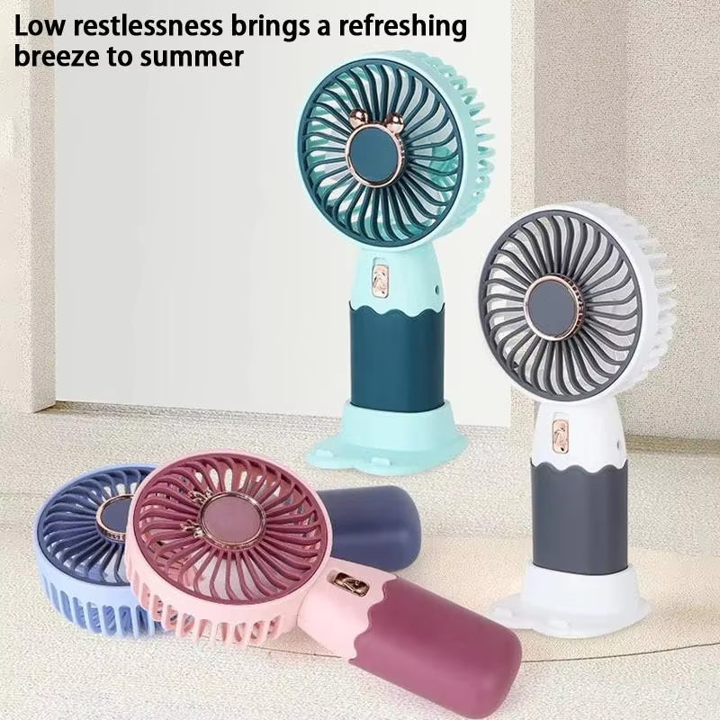Outdoor Power Fan - พัดลมไฟฟ้าขนาดเล็กแบบพกพา ชาร์จผ่าน USB พร้อมขาตั้งโทรศัพท์มือถือ สำหรับใช้ในสำนักงาน เดินทางกลางแจ้ง