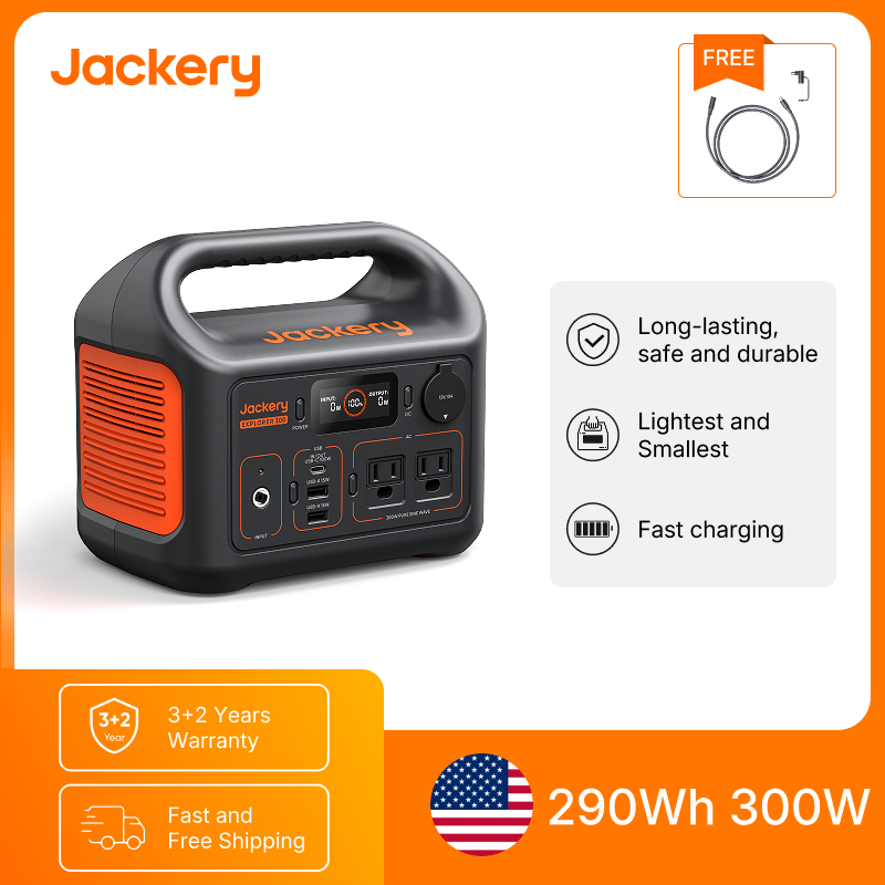 Outdoor Power Source - สถานีไฟฟ้าพกพา Jackery Explorer 300New พร้อมสายต่อ 5