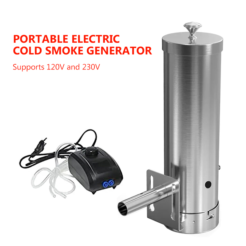Outdoor Power Source - เครื่องสูบบุหรี่บาร์บีคิวไฟฟ้าแบบพกพาพร้อมฝาปิดและปั๊มลม เครื่องกําเนิดควันเย็นกลางแจ้งเม็ดไม้