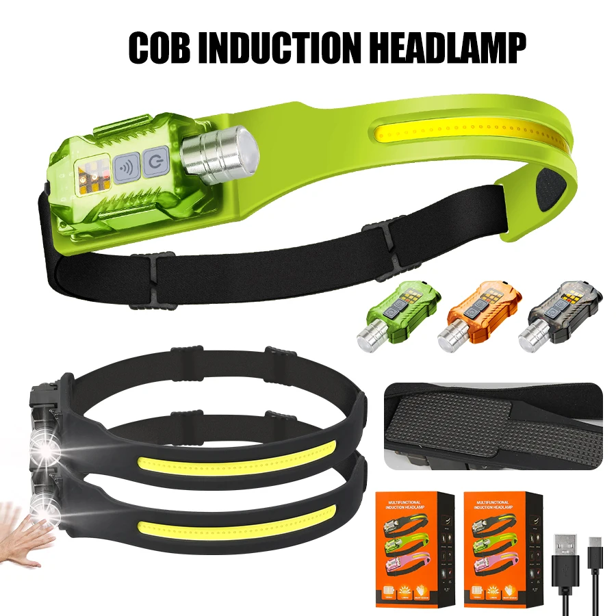 Outdoor Power For Camping - ไฟฉายคาดศีรษะ LED อันทรงพลังแบบพกพาแบบชาร์จไฟได้พร้อมหางแม่เหล็ก 9 โหมดแสงสว่างสำหรับตั้งแคมป์กลางแจ้งโคมไฟตกปลา