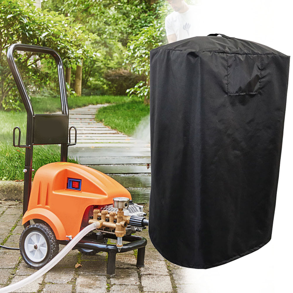 Outdoor Power Washer - ฝาครอบเครื่องฉีดน้ำแรงดันสูงแบบกันน้ำสีดำ 420D พร้อมที่จับและเชือกรูดสำหรับเครื่องทำความสะอาดไฟฟ้ากำลังสูง ป้องกันภายนอกอาคาร