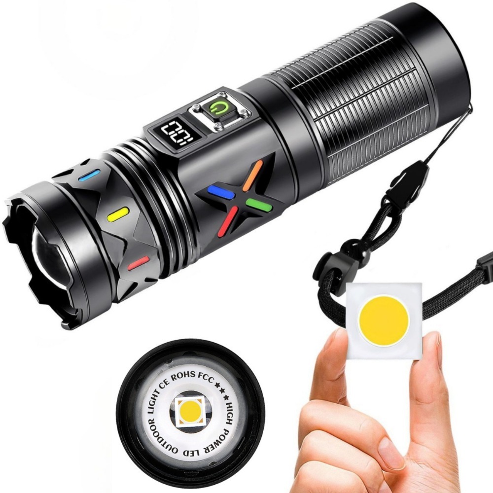 Outdoor Power For Camping - ไฟฉาย LED พลังงานสูงแบบยืดหดได้ ซูมได้ ชาร์จ USB