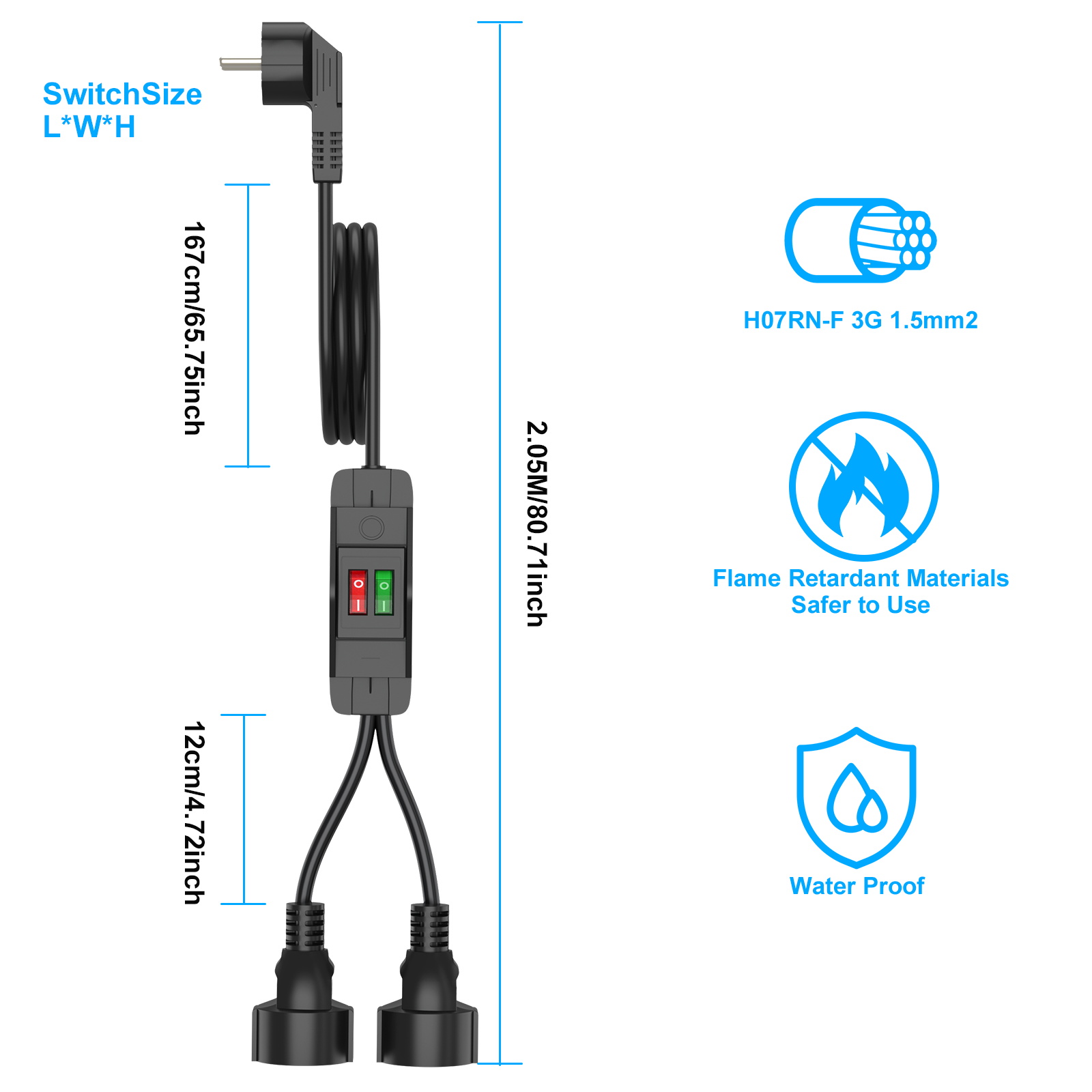 ปลั๊ก EU สายต่อ 40 ซม./2 ม. ปล - Outdoor Power Extension Cord บทวิจารณ์และราคา