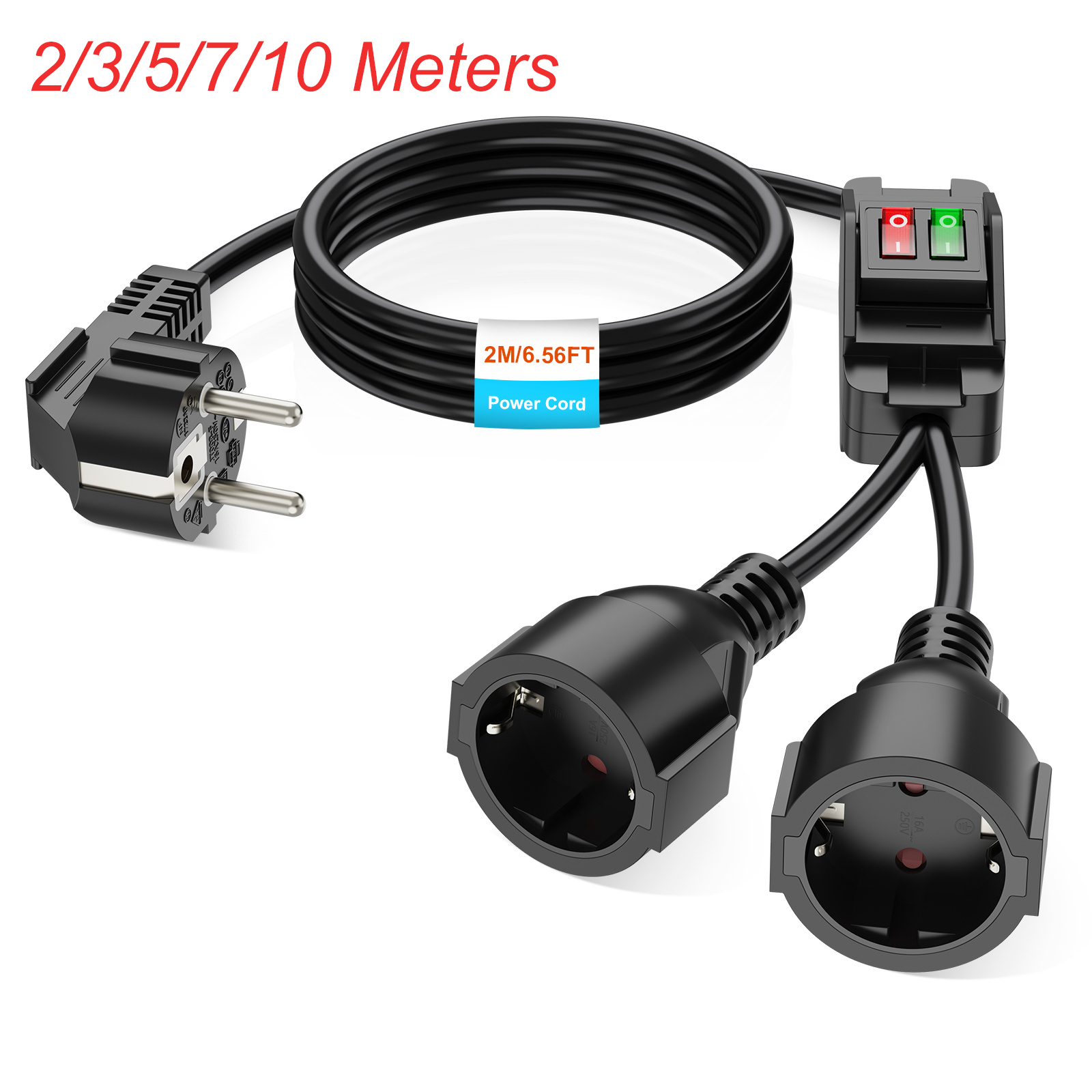 สายพ่วงปลั๊กไฟแบบ EU พร้อมสวิต - Outdoor Power Extension Cord บทวิจารณ์และราคา